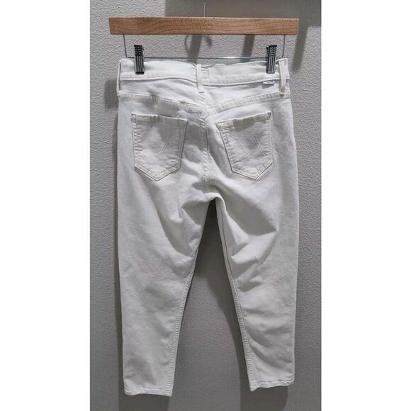 Mother The Dropout Cropped Jeans Size 25 White Whipping The Cream Straight Ankle - Picture 3 of 11